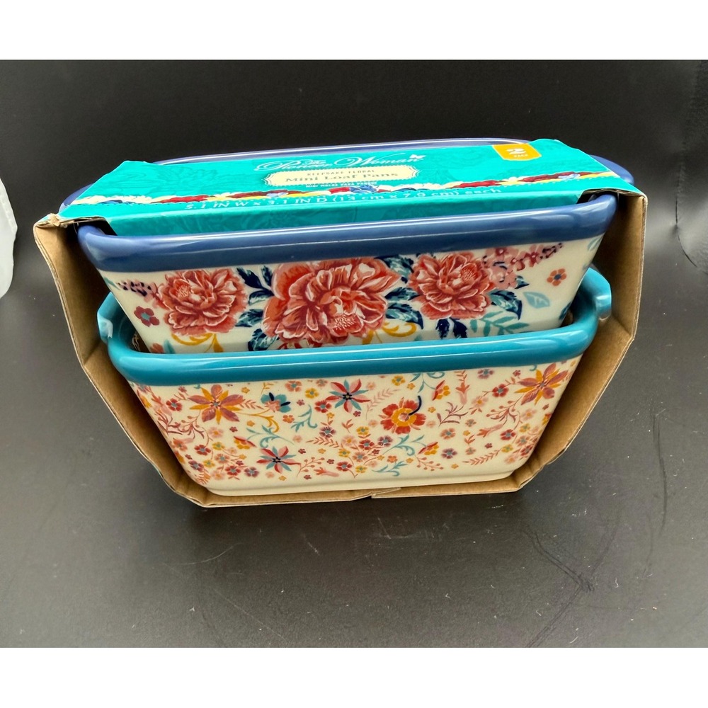 Pioneer Woman Keepsake Floral Mini Ceramic Loaf Pans.